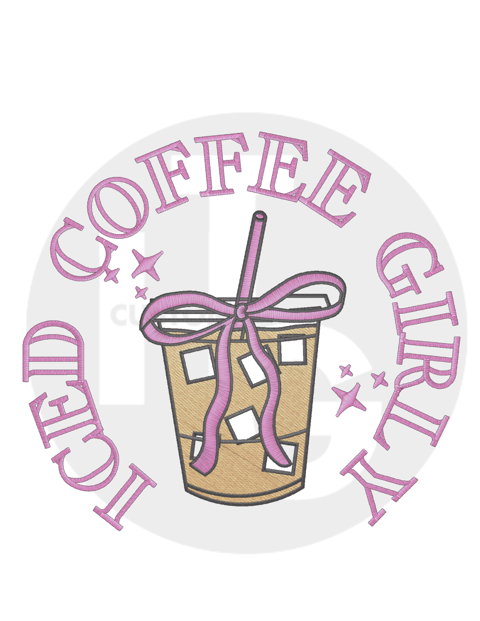 Iced Coffee Girly Pocket Shirt & Crewneck (embroidery)