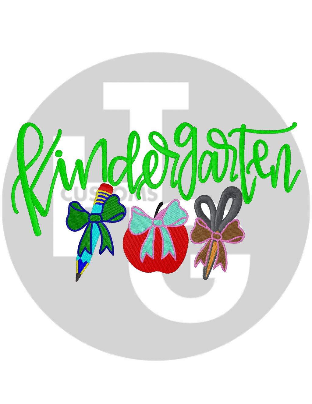 Kindergarten Bow Toddler T Shirt/Crewneck Embroidery