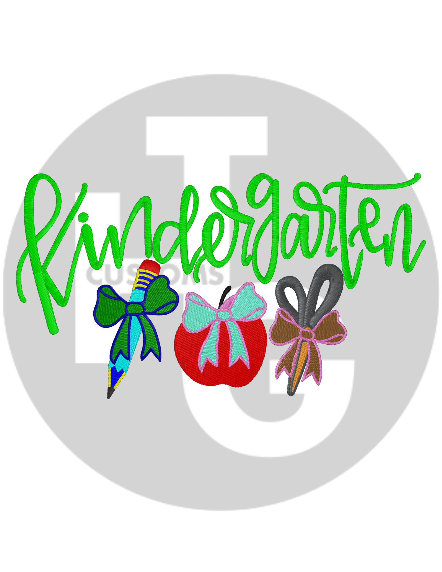 Kindergarten Bow Toddler T Shirt/Crewneck Embroidery